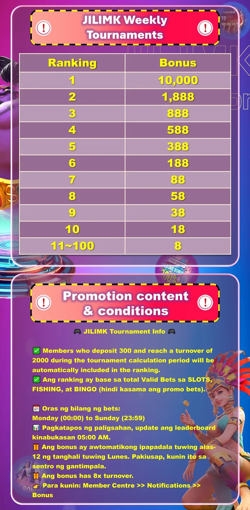 JILIMK Weekly Tournament MAX BONUS 10,000